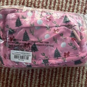 Pink Christmas Cosmetic Bag